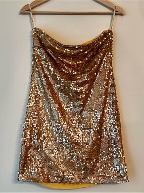 Gold Sequin Mini Dress